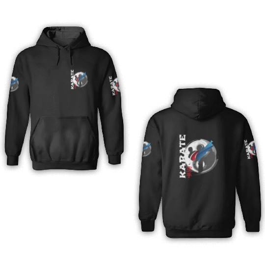 Martial Side Kick Ying Yang Karate 3D Hoodies