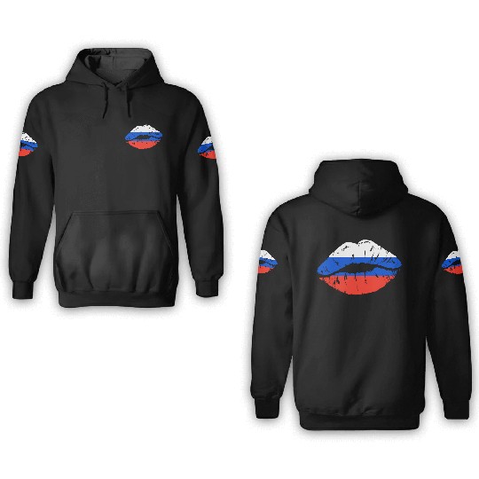Russian Flag Lips For Russians Russia 3D Hoodies