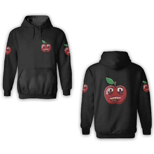 Scary Red Apple Fruit Zombie 3D Hoodies