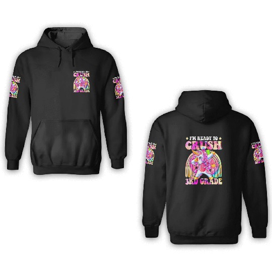 Unicorn 3rd Grade Back To School First Day Tie Dye 3D Hoodies