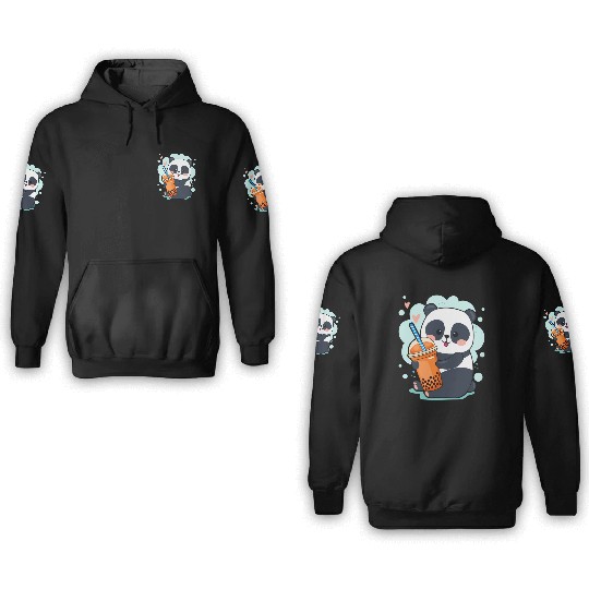 Kawaii Panda Anime Boba Drink Bubble Tea Tapioca 3D Hoodies