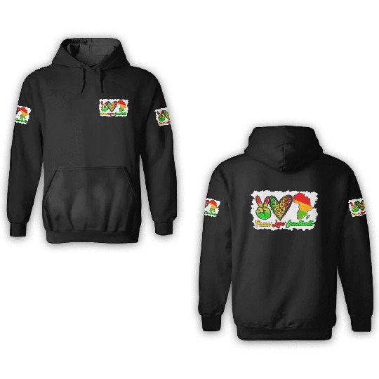 Peace Love Junenth Pride Black Africa American 3D Hoodies