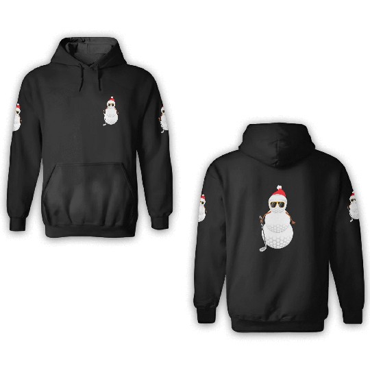 Santa Snowman Golf Ball Golfer 3D Hoodies