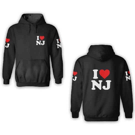 I Love Nj Heart New Jersey 3D Hoodies