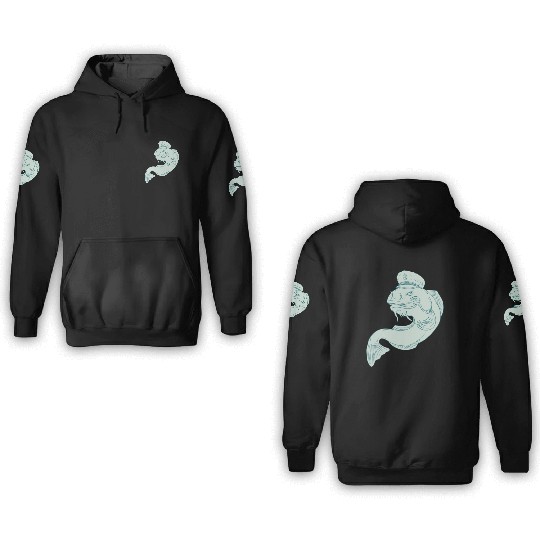 Captain Catfish Drawing 3D Hoodies