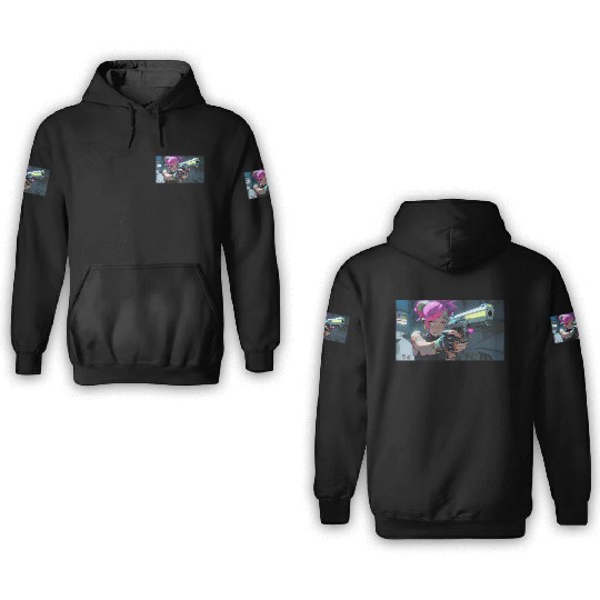 Cyber Sakura: Neon Guardian 3D Hoodies