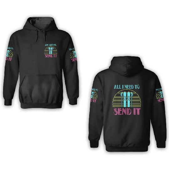 Retro Neon Send It Skiing Freestyle Skiers Ski 3D Hoodies