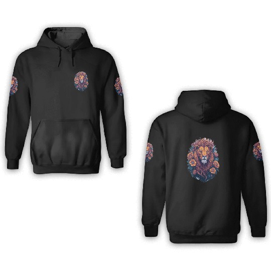 Colorful Lion sticker Lion Face 3D Hoodies