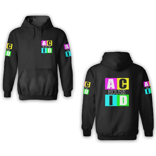 Acid house music 3D Hoodies