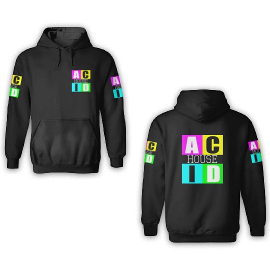 Acid house music 3D Hoodies