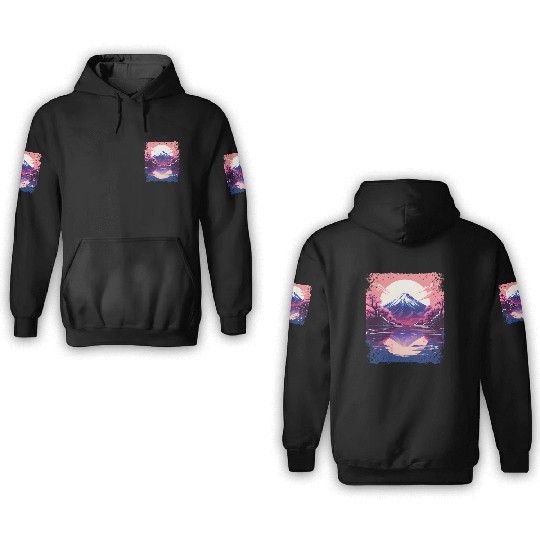 Vaporwave Aesthetic Japan Sight Mount Fuji Volcano 3D Hoodies