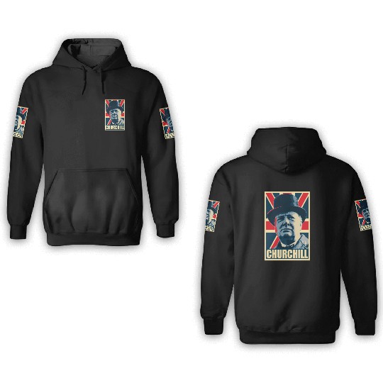Winston Churhill Union Jack Propaganda Pop Art 3D Hoodies
