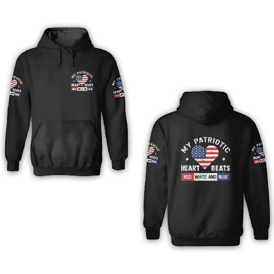 My Patriotic heart red white blue 4th of July 3D Hoodies