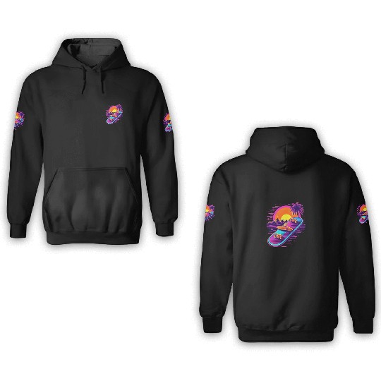 Skateboarding Skateboard Skates 80s 90s Retro 3D Hoodies
