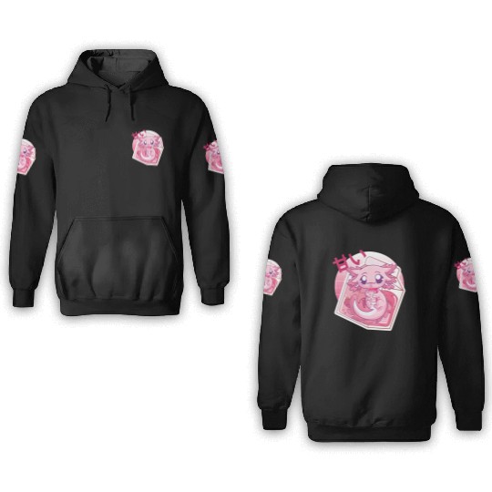 Axolotl Pastel Goth Strawberry Milk Shake Anime Ja 3D Hoodies