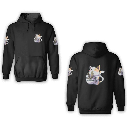 Ramen Cat aii Anime Japanese aii Neko 3D Hoodies