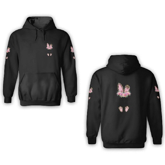 Easter Bunny Ear Teacher Leopard Teacher Assistant 3D Hoodies