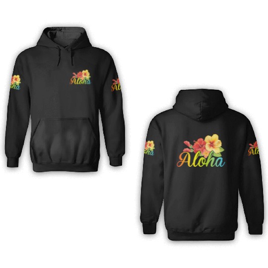 Awesome Aloha 3D Hoodies Hawaiian Hibiscus Flowers Surf