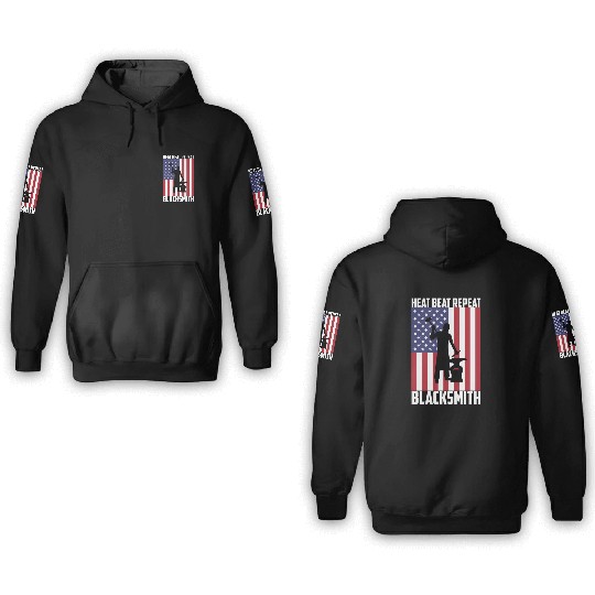 Blacmith Heat Beat Repeat Usa Flag Patriotic Blacm 3D Hoodies