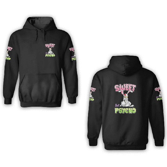 Sweet But Psycho 3D Hoodies Bunny Creepy Gothic
