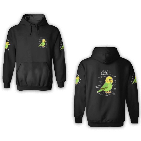 Green Budgie Anatomy 3D Hoodies
