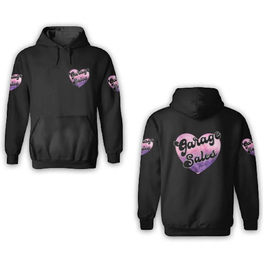 Garage Sales purple pink watercolor heart 3D Hoodies