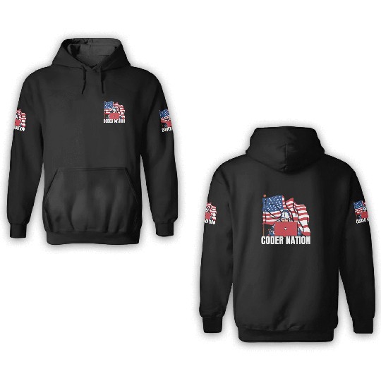 Programmer Coder Us Flag Programming Coding 3D Hoodies