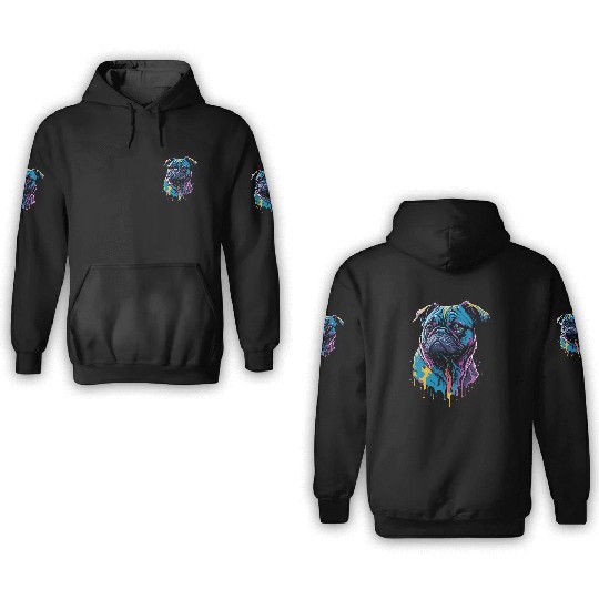 Neon Pug Dog 3D Hoodies