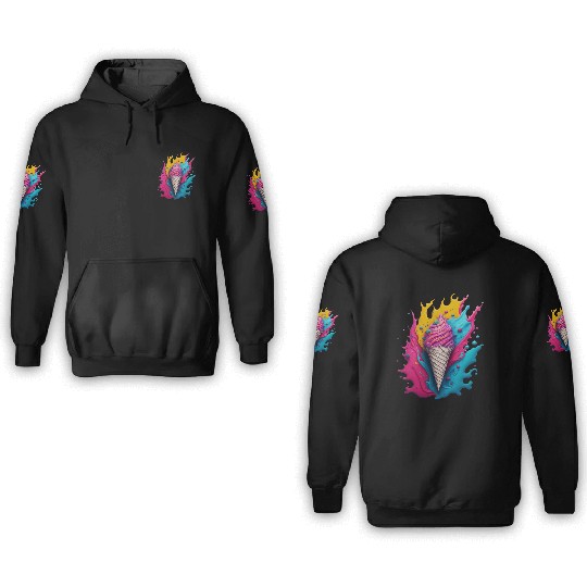Neon Ice Cream Splash 3D Hoodies