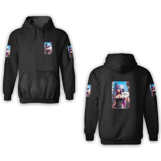 Cyberpunk Waifu Influencer Design 5 3D Hoodies