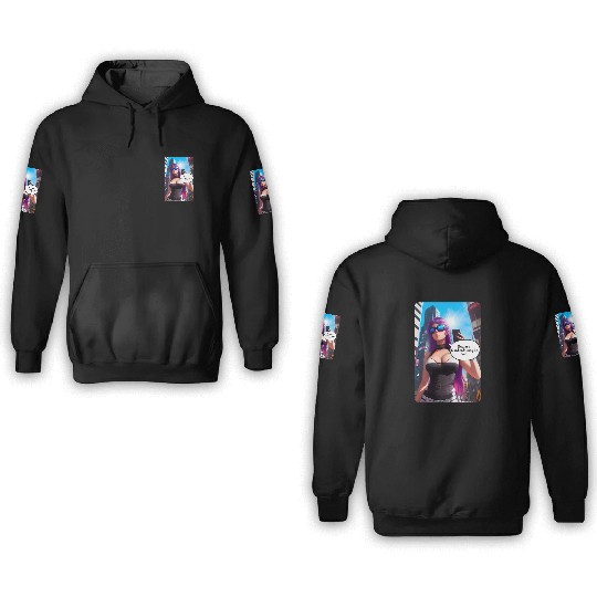 Cyberpunk Waifu Influencer Design 5 3D Hoodies