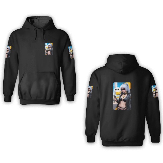 Cyberpunk Waifu Influencer Design 2 3D Hoodies