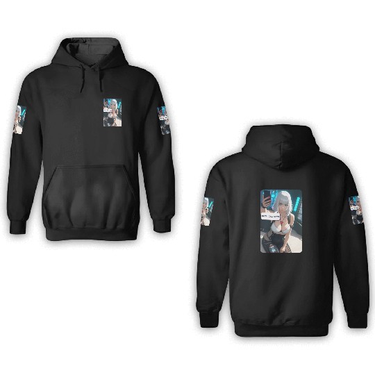 Cyberpunk Waifu Influencer Design 1 3D Hoodies