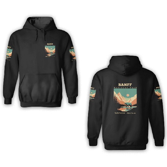 Vintage Retro Canadian Banff National Park 3D Hoodies