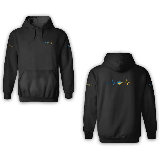 Ukrainian Flag Ukraine Heartbeat Ukrainian Herzsch 3D Hoodies