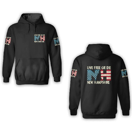New Hampshire Patriotic Live Free Or Die Product 3D Hoodies