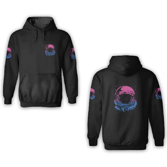 Astronaut In Space Moon Bisexual Flag Bi Space All 3D Hoodies