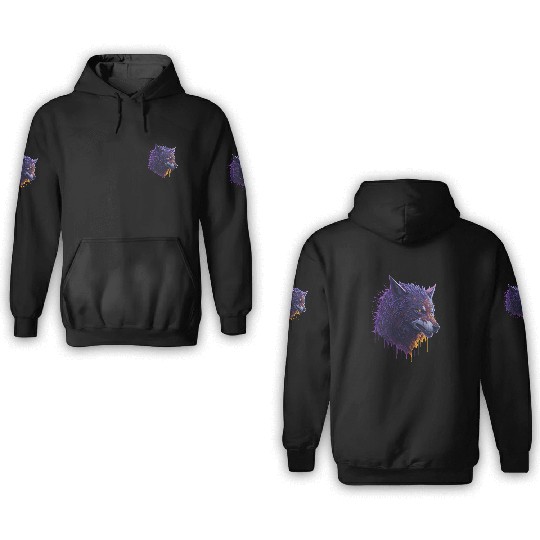 Colorful Paint Splash Art of a Wolf Head 3D Hoodies