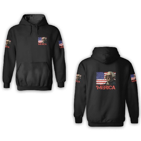Merica George Washington Independence Day USA 3D Hoodies