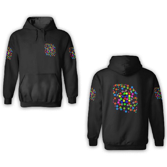 Multi-colored circle pattern 3D Hoodies, Travel