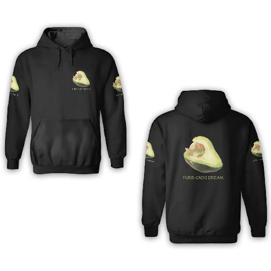 Purr-Cado Dream Funny Avocado Kawaii Cat Lover 3D Hoodies