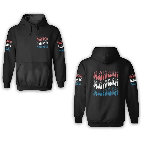 Michigan Red White Blue Cute Groovy 3D Hoodies