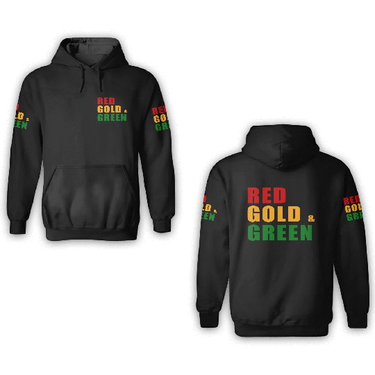Red, Gold & Green 3D Hoodies