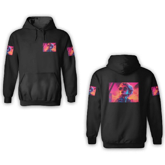 Synthwave Sunset Vibes with sunglasses 3D Hoodies