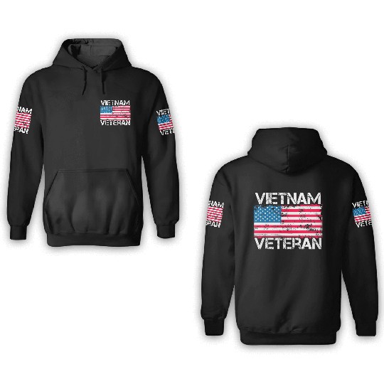 Vietnam Veteran Us Flag Military Vet 3D Hoodies