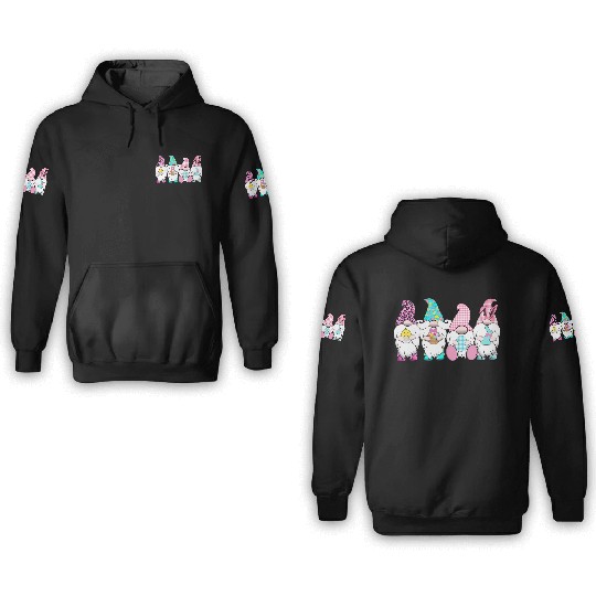 4 Easter Gnomes Pastel Spring Bunny Ears Gingham R 3D Hoodies
