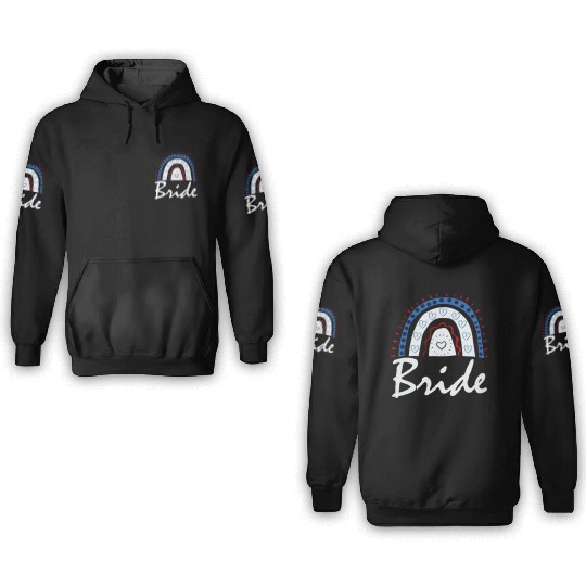 Bride Matching Bachelorette Wedding Rainbow 3D Hoodies