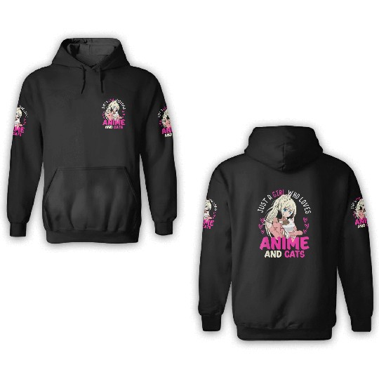 Anime Otaku Cats Japanese Anime Girl Kawaii Cat 3D Hoodies