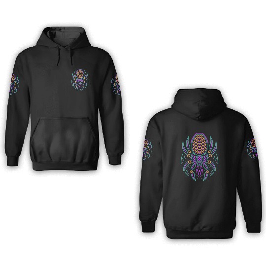 Spider Neon Tattoo Style 3D Hoodies
