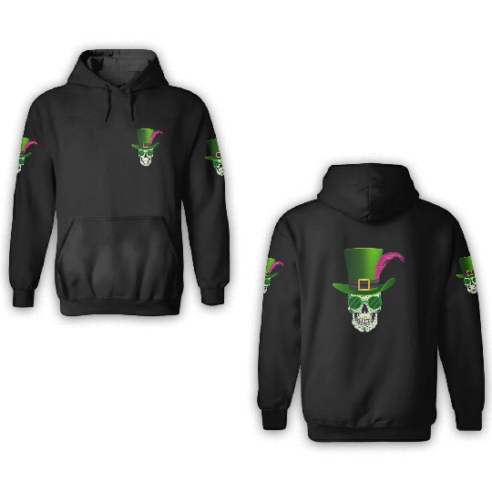 Sugar Skull Saint Patricks Day Of Dead 3D Hoodies